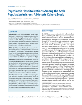 Psychiatric Hospitalizations Among the Arab Population in Israel: a Historic Cohort Study