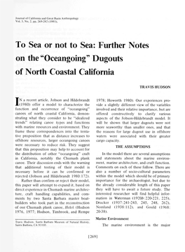Further Notes on the "Oceangoing" Dugouts of North Coastal California