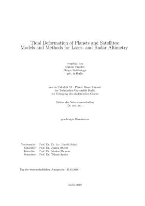 Tidal Deformation of Planets and Satellites: Models and Methods for Laser- and Radar Altimetry
