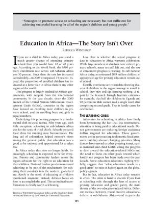 Education in Africa—The Story Isn't Over