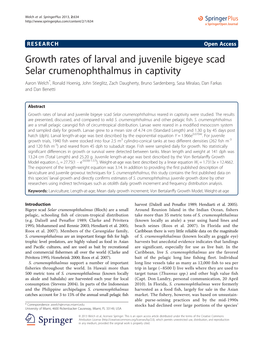Growth Rates of Larval and Juvenile Bigeye Scad Selar