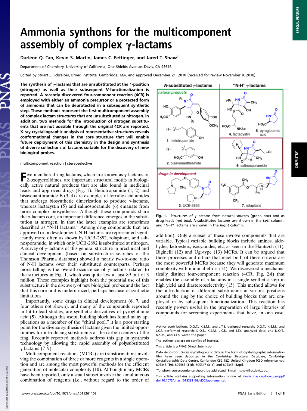 Ammonia Synthons for the Multicomponent Assembly of Complex Γ-Lactams