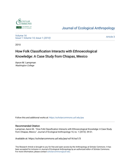 How Folk Classification Interacts with Ethnoecological Knowledge: a Case Study from Chiapas, Mexico