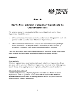 Extension of UK Primary Legislation to the Crown Dependencies