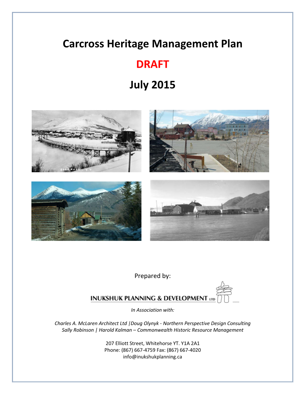 Carcross Heritage Management Plan DRAFT July 2015