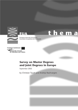 Survey on Master Degrees and Joint Degrees in Europe