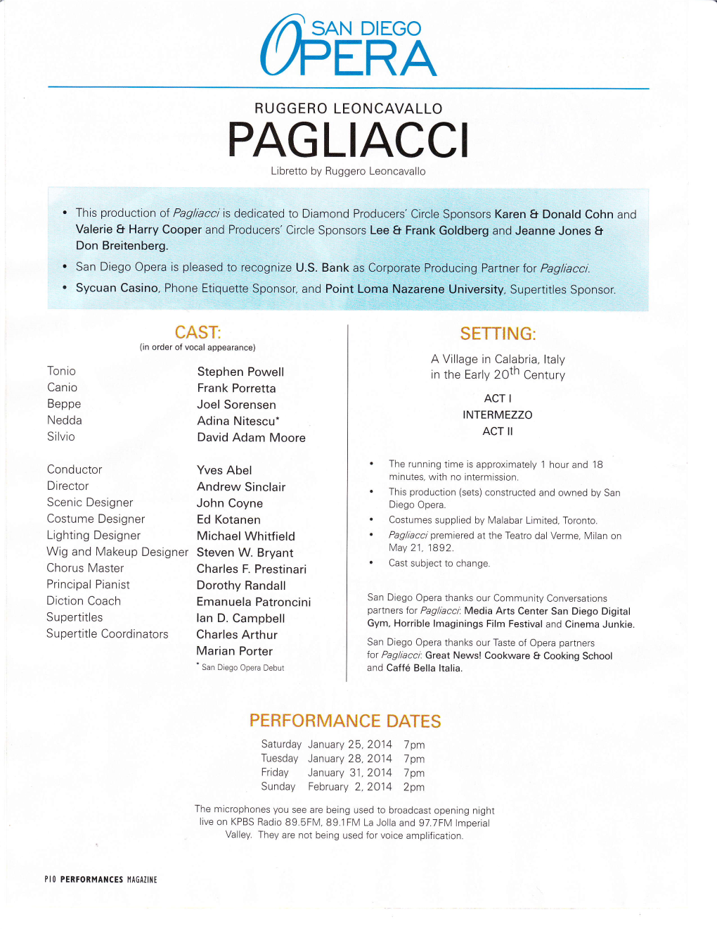 PAGLIACCI Librettoby Ruggeroleoncavallo