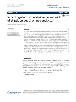 Supersingular Zeros of Divisor Polynomials of Elliptic Curves of Prime Conductor