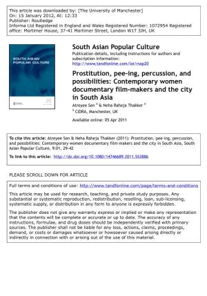 Prostitution, Pee-Ing, Percussion, and Possibilities: Contemporary Women