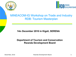 MINEACOM-IG Workshop on Trade and Industry RDB: Tourism Masterplan