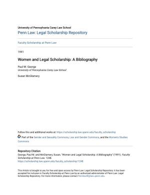 Women and Legal Scholarship: a Bibliography