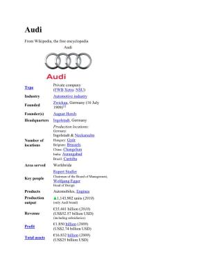 From Wikipedia, the Free Encyclopedia Audi Type Private Company