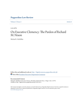 On Executive Clemency: the Pardon of Richard M. Nixon , 2 Pepp
