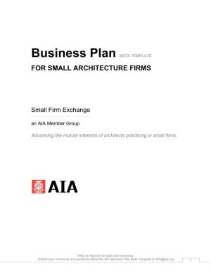 Business Plan BETA TEMPLATE for SMALL ARCHITECTURE FIRMS
