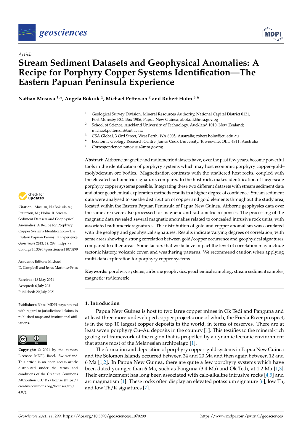 Stream Sediment Datasets and Geophysical Anomalies: a Recipe for Porphyry Copper Systems Identiﬁcation—The Eastern Papuan Peninsula Experience