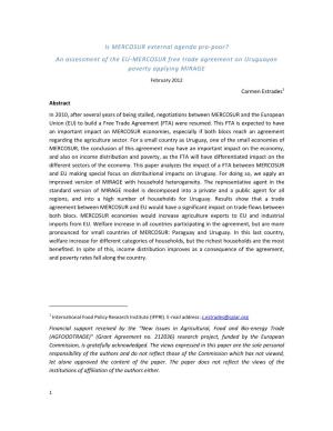 Is MERCOSUR External Agenda Pro-Poor? an Assessment of the EU-MERCOSUR Free Trade Agreement on Uruguayan Poverty Applying MIRAGE