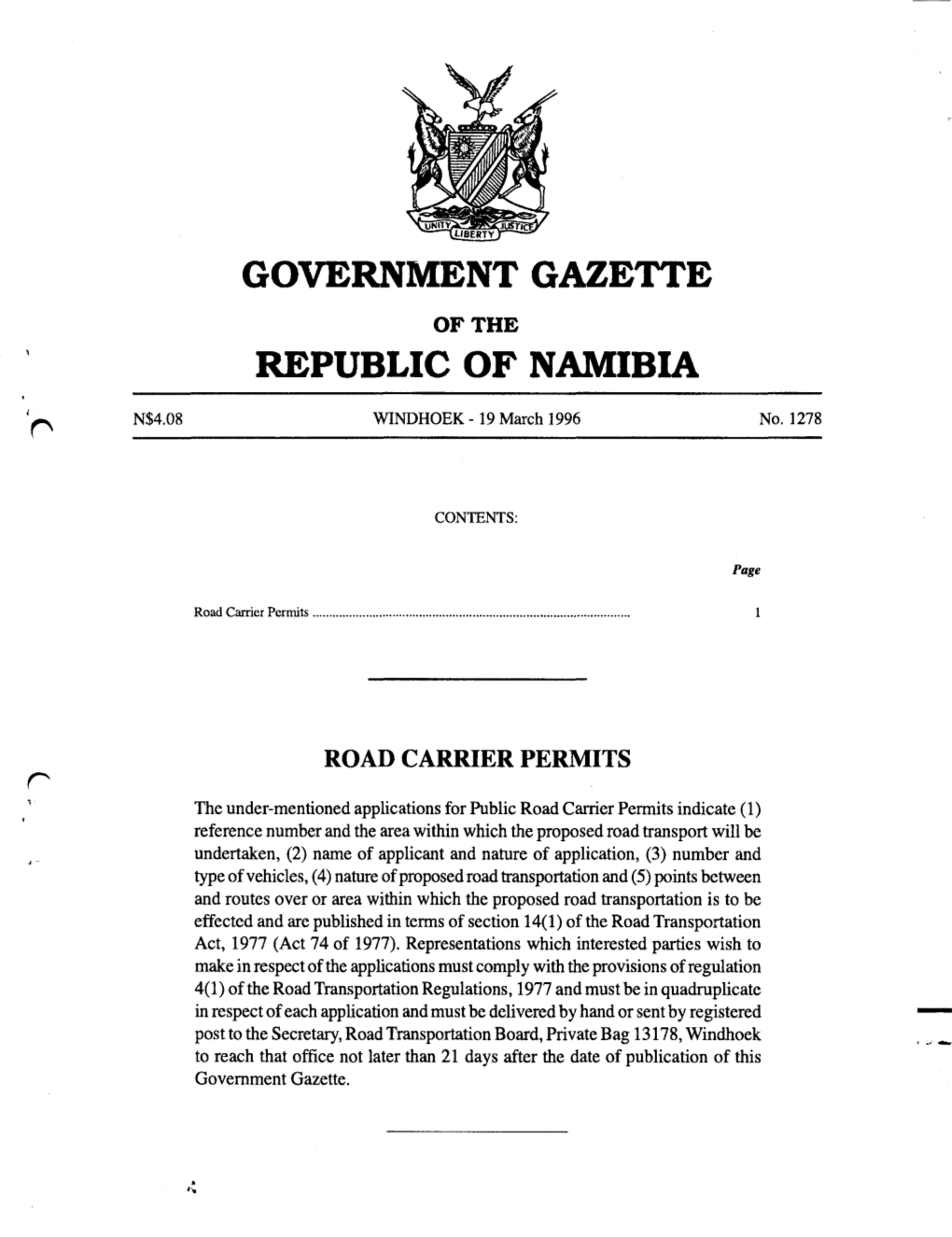 Government Gazette Republic of Namibia