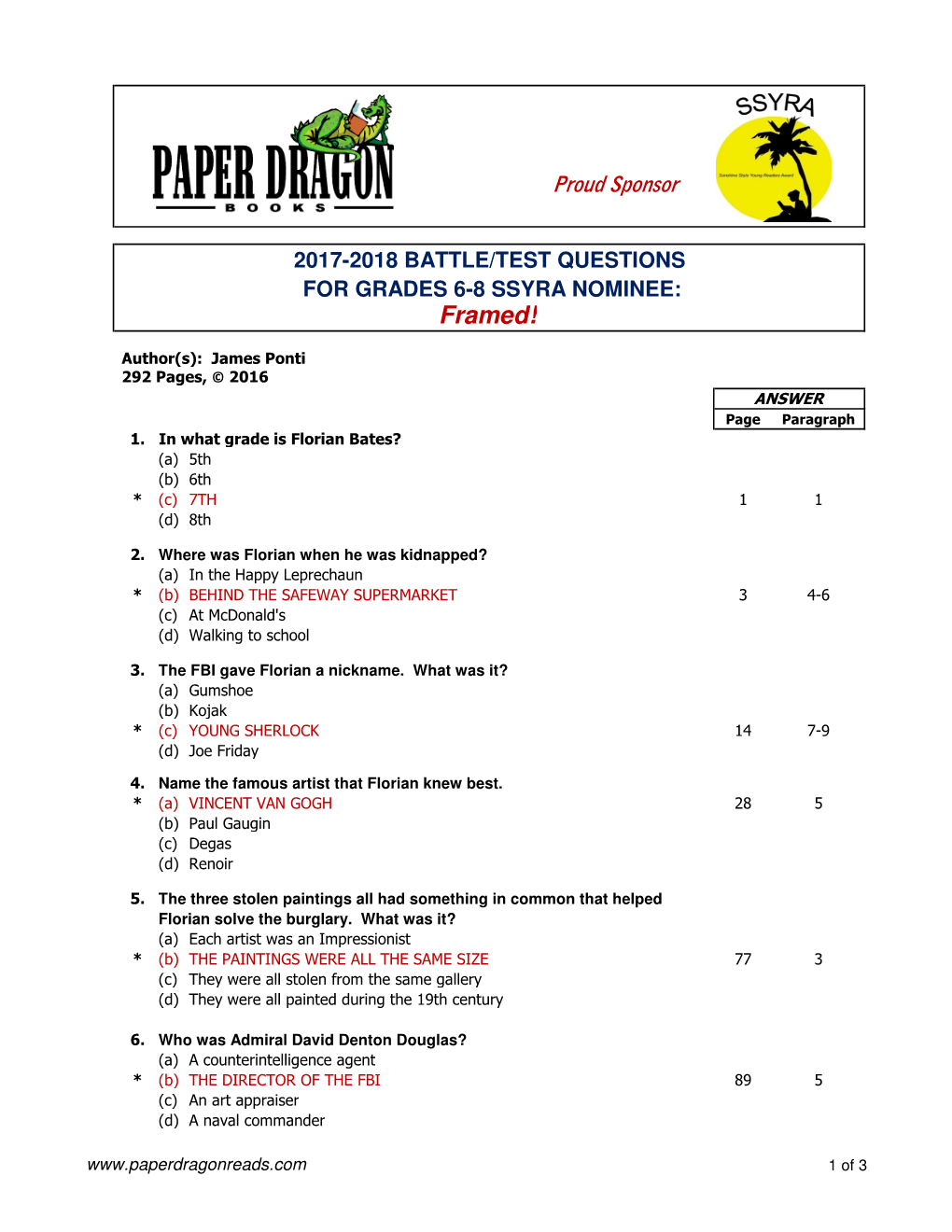 SSYRA 2017-2018 GR 6-8 Test Questions