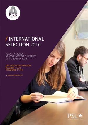 International Selection 2016