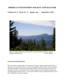 2011 September Newsletter