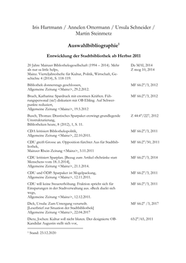 Bibliographie Zur Geschichte Der Bibliotheken Der Stadt Mainz (PDF)
