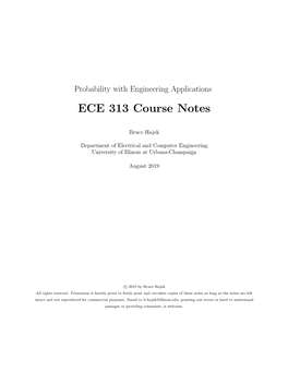 Notes for ECE 313, Probability with Engineering