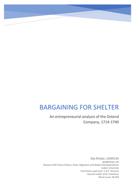 BARGAINING for SHELTER an Entrepreneurial Analysis of the Ostend Company, 1714-1740