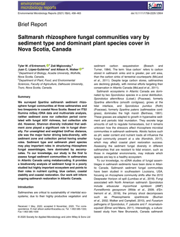 Saltmarsh Rhizosphere Fungal Communities Vary by Sediment Type and Dominant Plant Species Cover in Nova Scotia, Canada