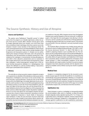 The Source-Synthesis- History and Use of Atropine