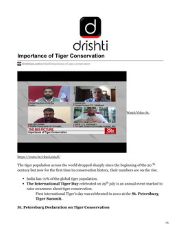 Importance of Tiger Conservation