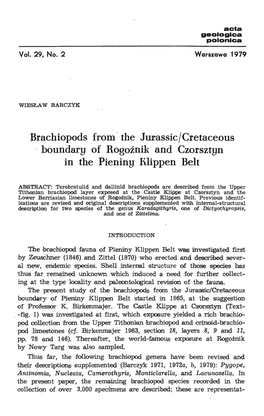 J3rachiopods From' the Jurassic I Cretaceous Boundary of Rogoznik