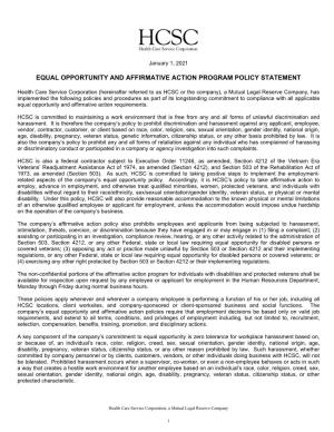 Equal Opportunity and Affirmative Action Program Policy Statement