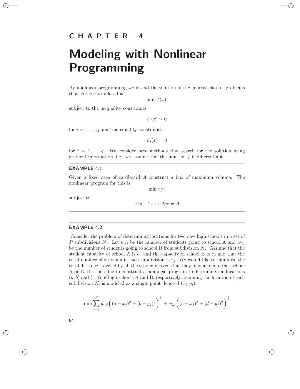 Modeling with Nonlinear Programming