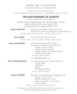 THE NASH ENSEMBLE of LONDON Amelia Freedman CBE, Artistic Director