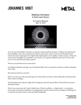 Matthew Schreiber a Solid Laser Illusion