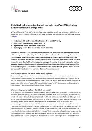 Global Tech Talk Release: Comfortable and Agile – Audi's Eaws
