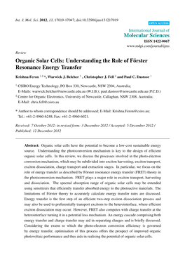 Organic Solar Cells: Understanding the Role of Förster