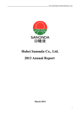 Hubei Sanonda Co., Ltd. 2013 Annual Report