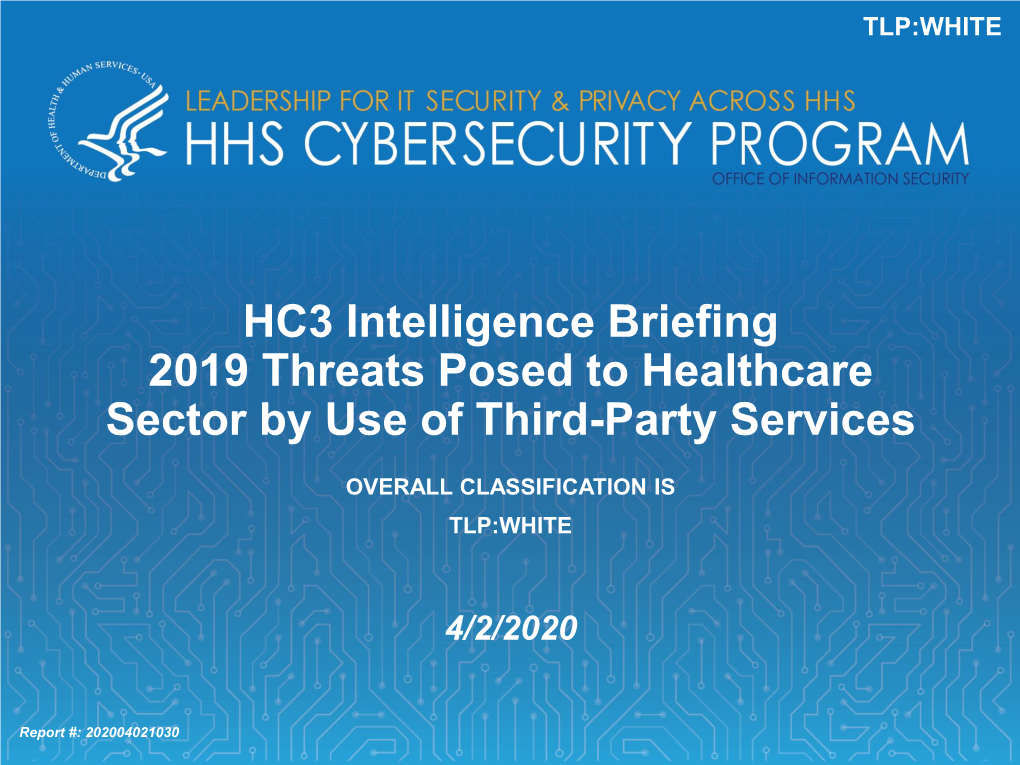 2019 Threats Posed to Healthcare Sector by Use of Third-Party Services