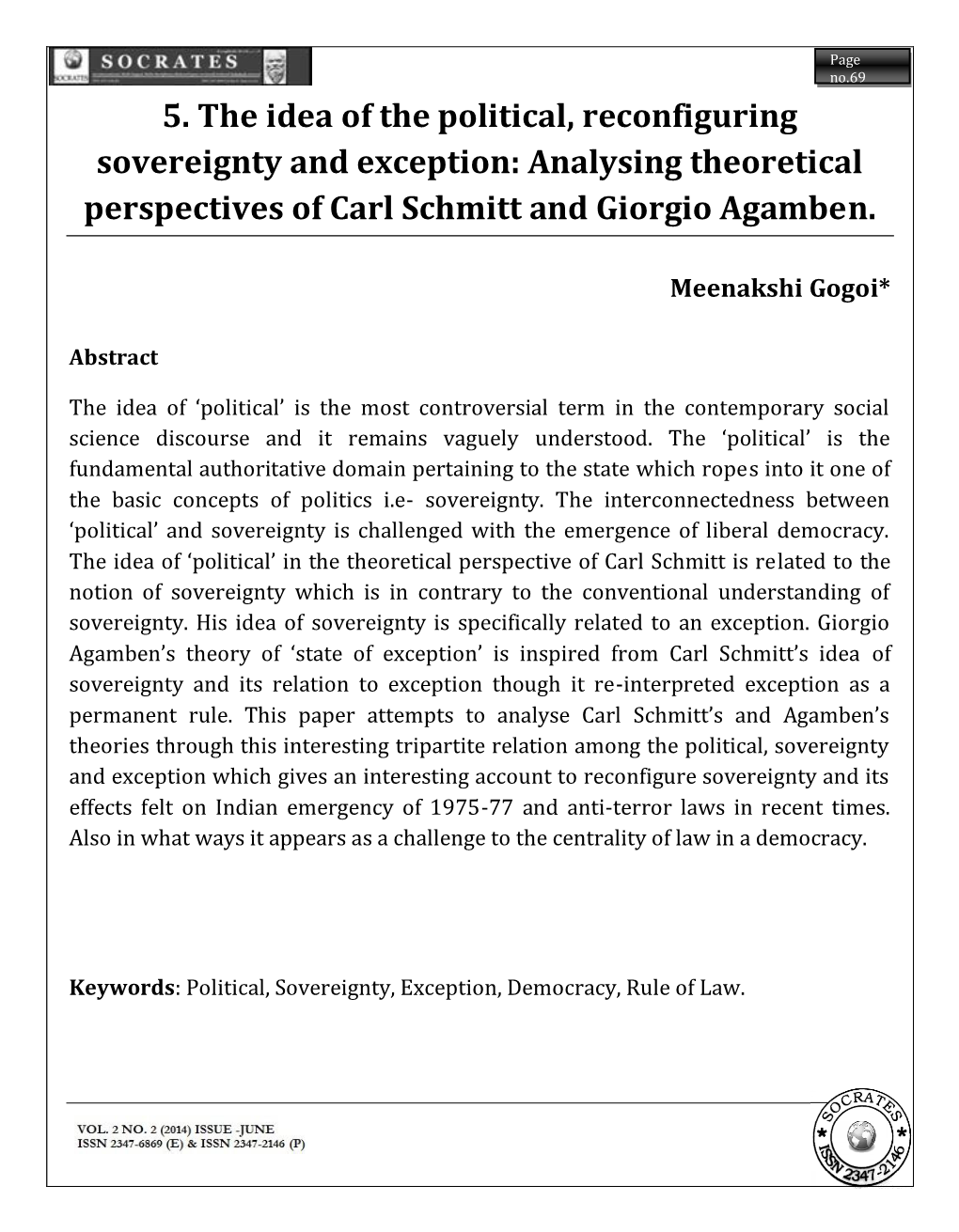 5. the Idea of the Political, Reconfiguring Sovereignty