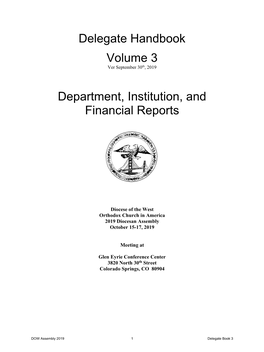 Book 3: Department, Institution and Financial Reports