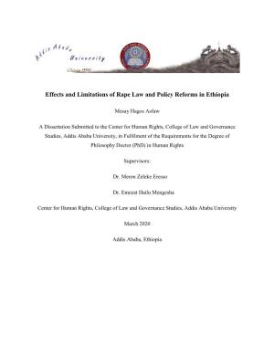 Effects and Limitations of Rape Law and Policy Reforms in Ethiopia