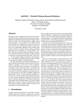 Softmac – Flexible Wireless Research Platform