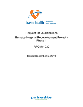 Request for Qualifications Burnaby Hospital Redevelopment Project - Phase 1
