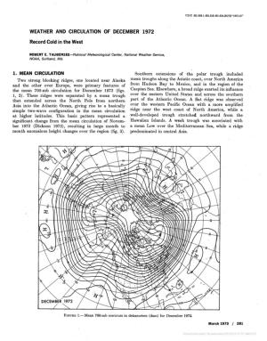 WEATHER and CIRCULATION of DECEMBER 1972 Record Cold in the West