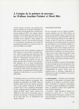 À L'origine De La Peinture De Paysage: Les Wallons Joachim Patinier Et Henri Blès
