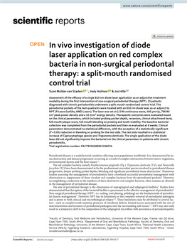 In Vivo Investigation of Diode Laser Application on Red