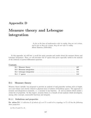 Measure Theory and Lebesgue Integration
