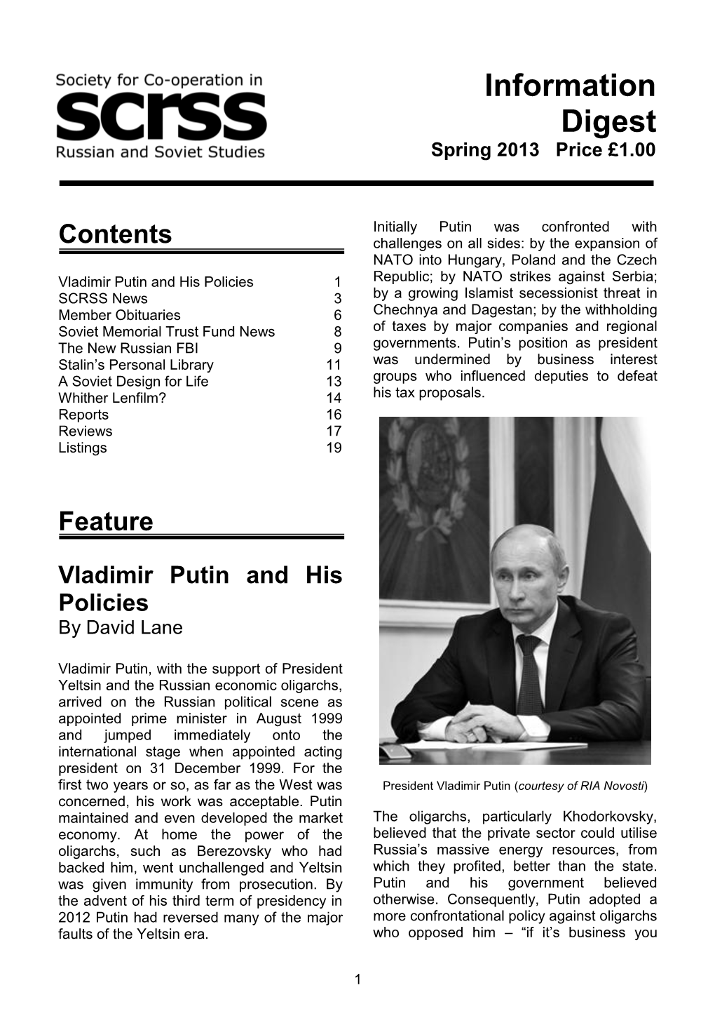 SCRSS Digest Spring 2013