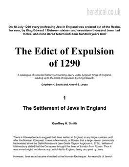 The Edict of Expulsion of 1290, Expelling the Jews from England